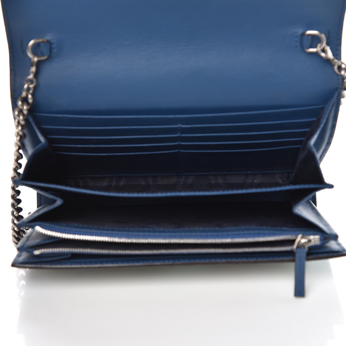 GG Supreme Monogram Blooms Mini Dionysus Chain Wallet Beige Blue Navy Vintage Blue