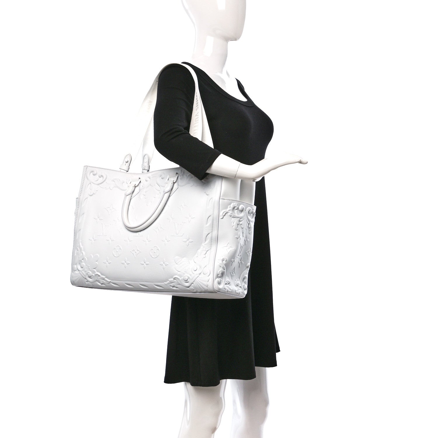 Louis Vuitton Calfskin LV Ornament Sac Plat 24H Optic White 2 of 14