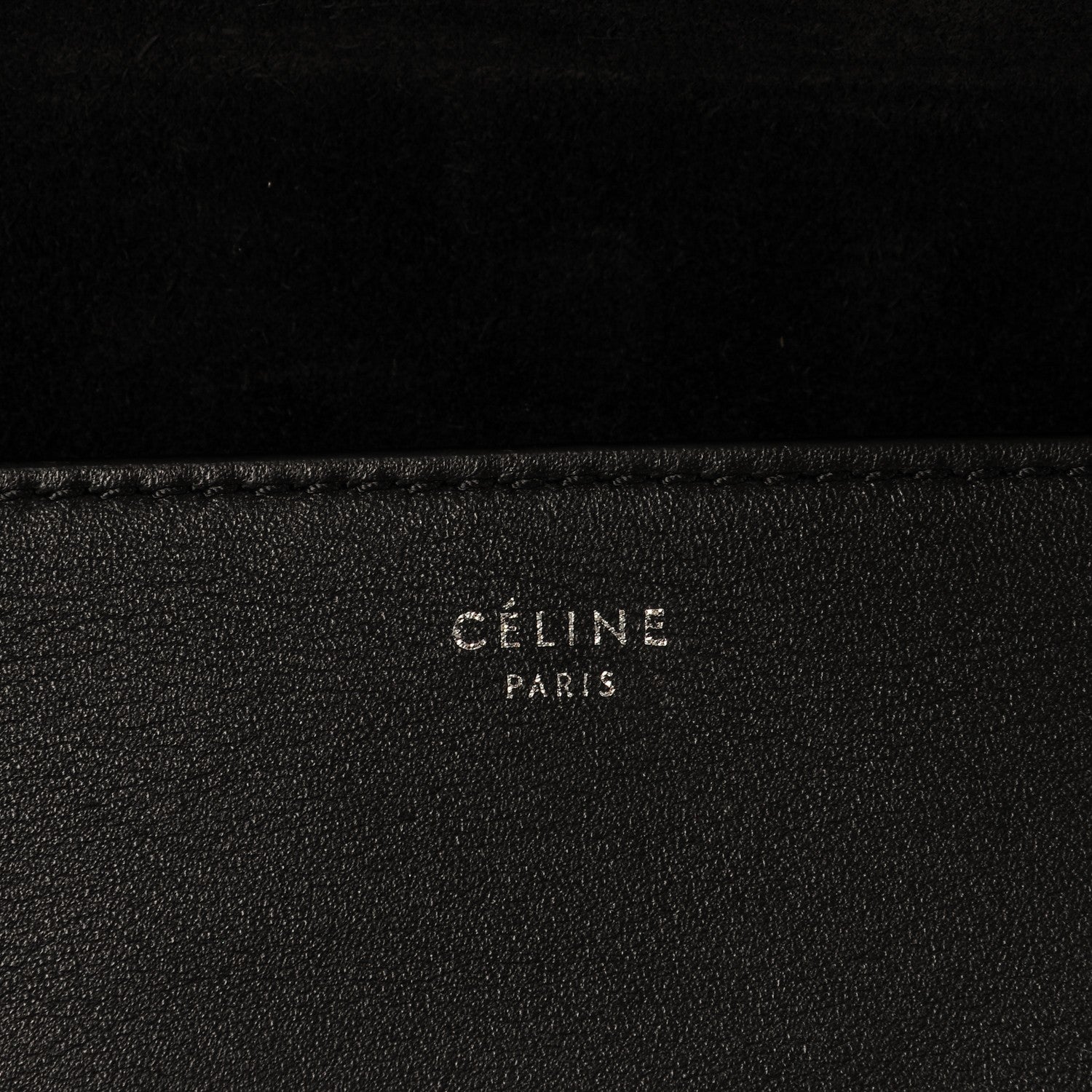 Celine Spazzolato Calfskin Diamond Clutch White Black 7 of 8