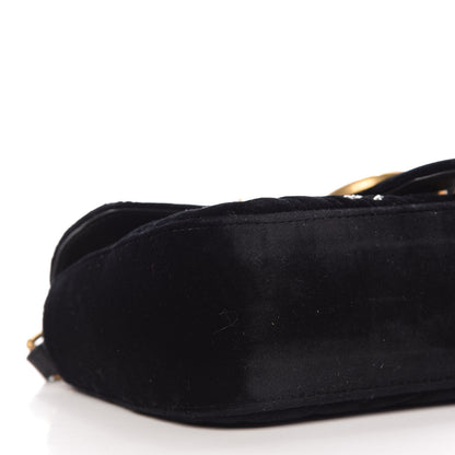 Gucci Velvet Matelasse Marquise Crystals Embroidered Small GG Marmont Shoulder Bag Black 6 of 10