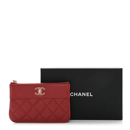 Chanel Sheepskin Quilted Small Vintage Mademoiselle Cosmetic Case Red 9 of 9