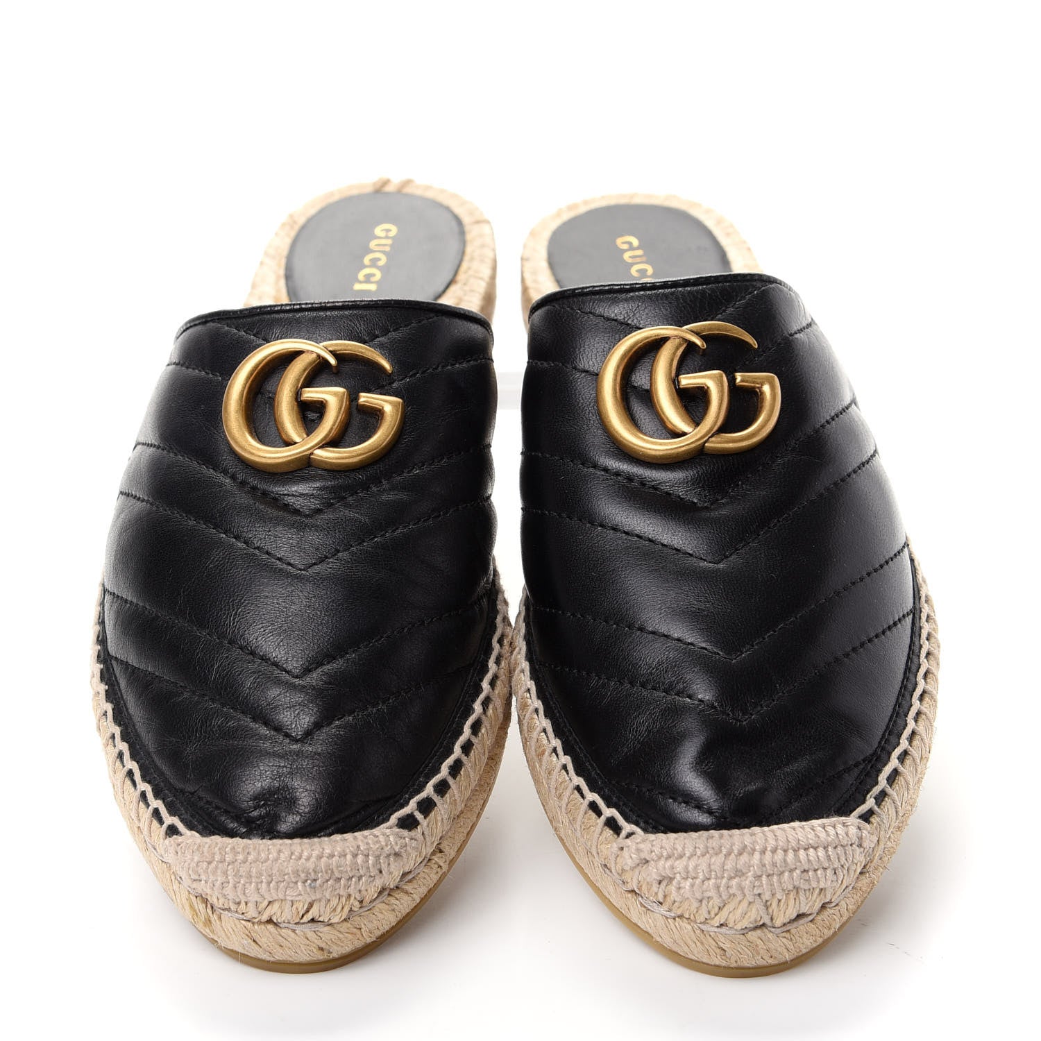 Gucci Nappa Matelasse GG Marmont Espadrille Slippers 38 Black 5 of 11