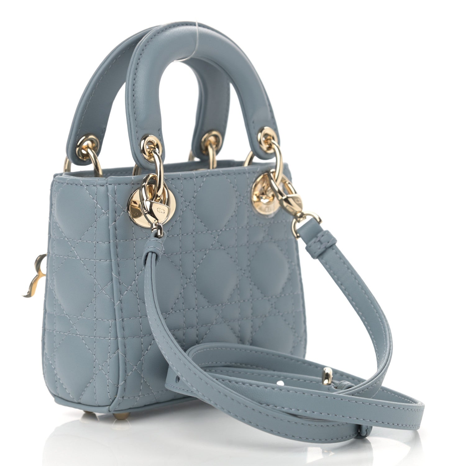 Christian Dior Lambskin Cannage Micro Lady Dior Cloud Blue 3 of 10