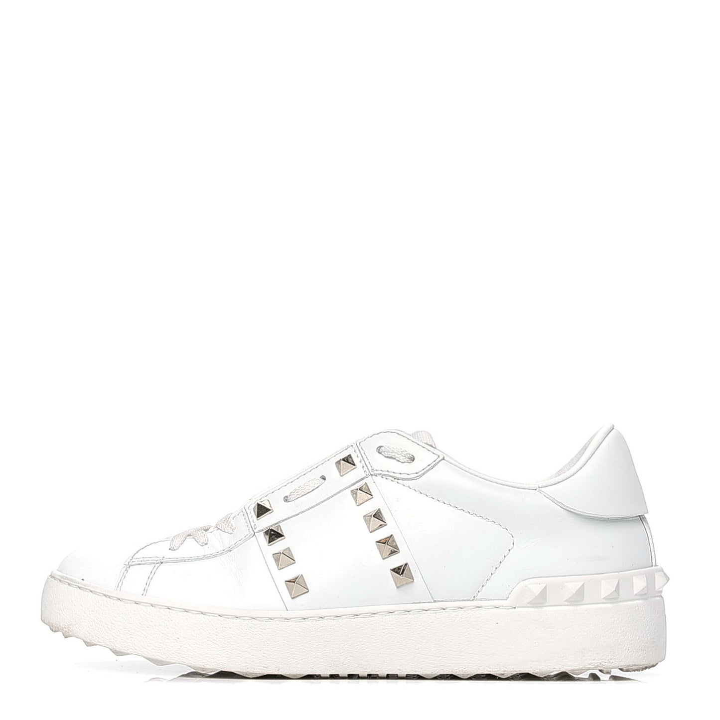 Calfskin Rockstud Untitled Open Sneakers 38 White