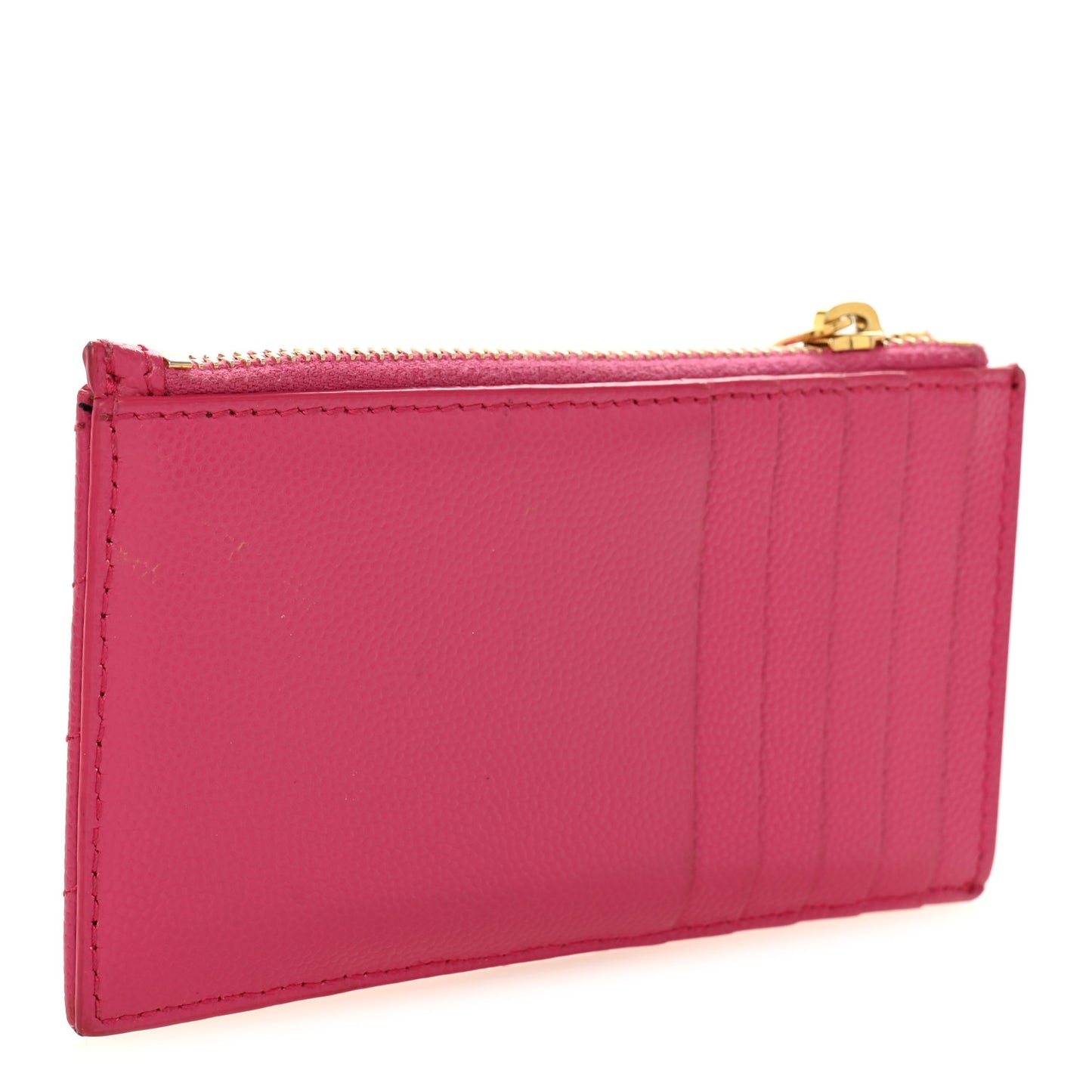 Grain De Poudre Matelasse Chevron Monogram Fragments Zippered Card Case Fresh Fuxia