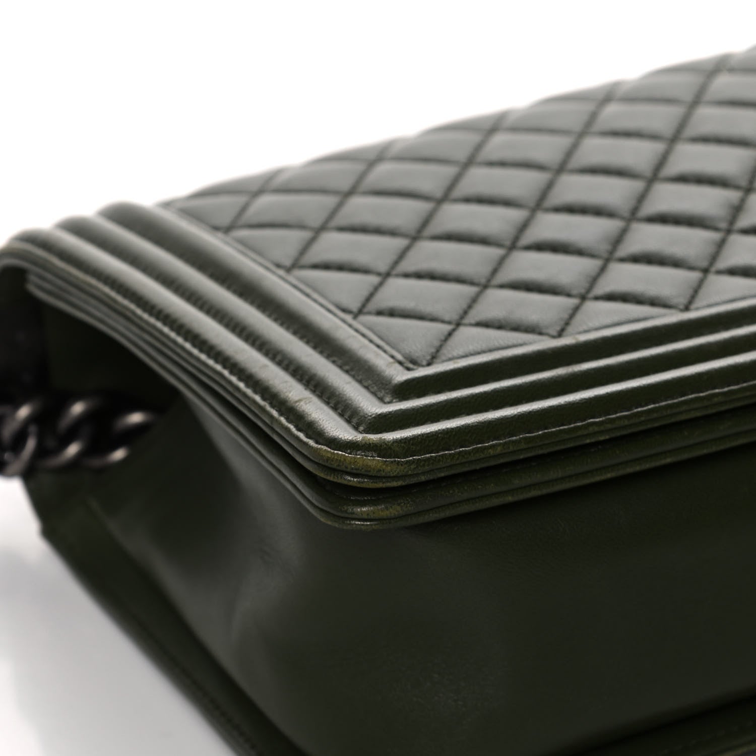 Chanel Lambskin Quilted New Medium Boy Flap Dark Green 9 of 16