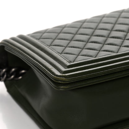 Chanel Lambskin Quilted New Medium Boy Flap Dark Green 9 of 16