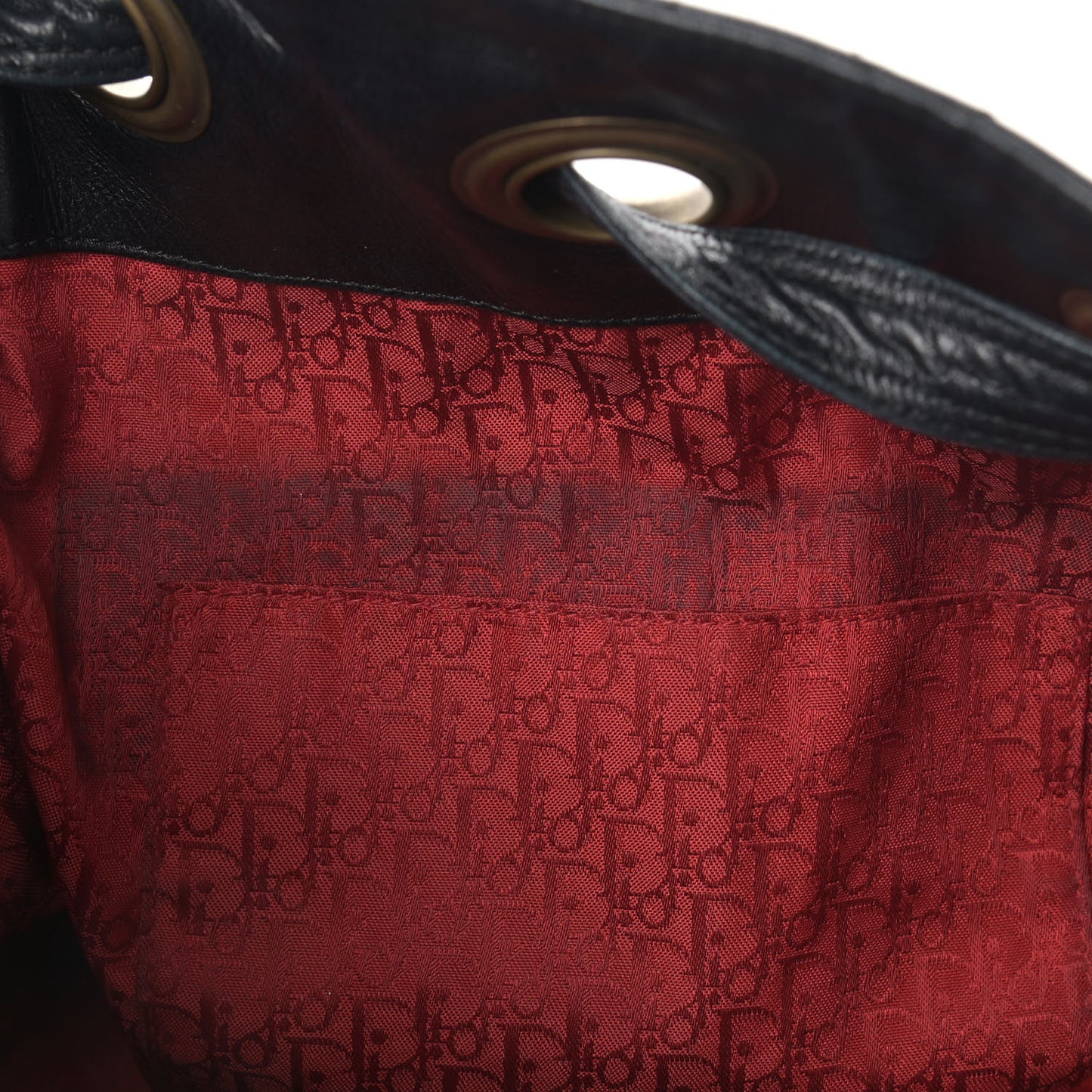 Lambskin Cannage Drawstring Bag Black