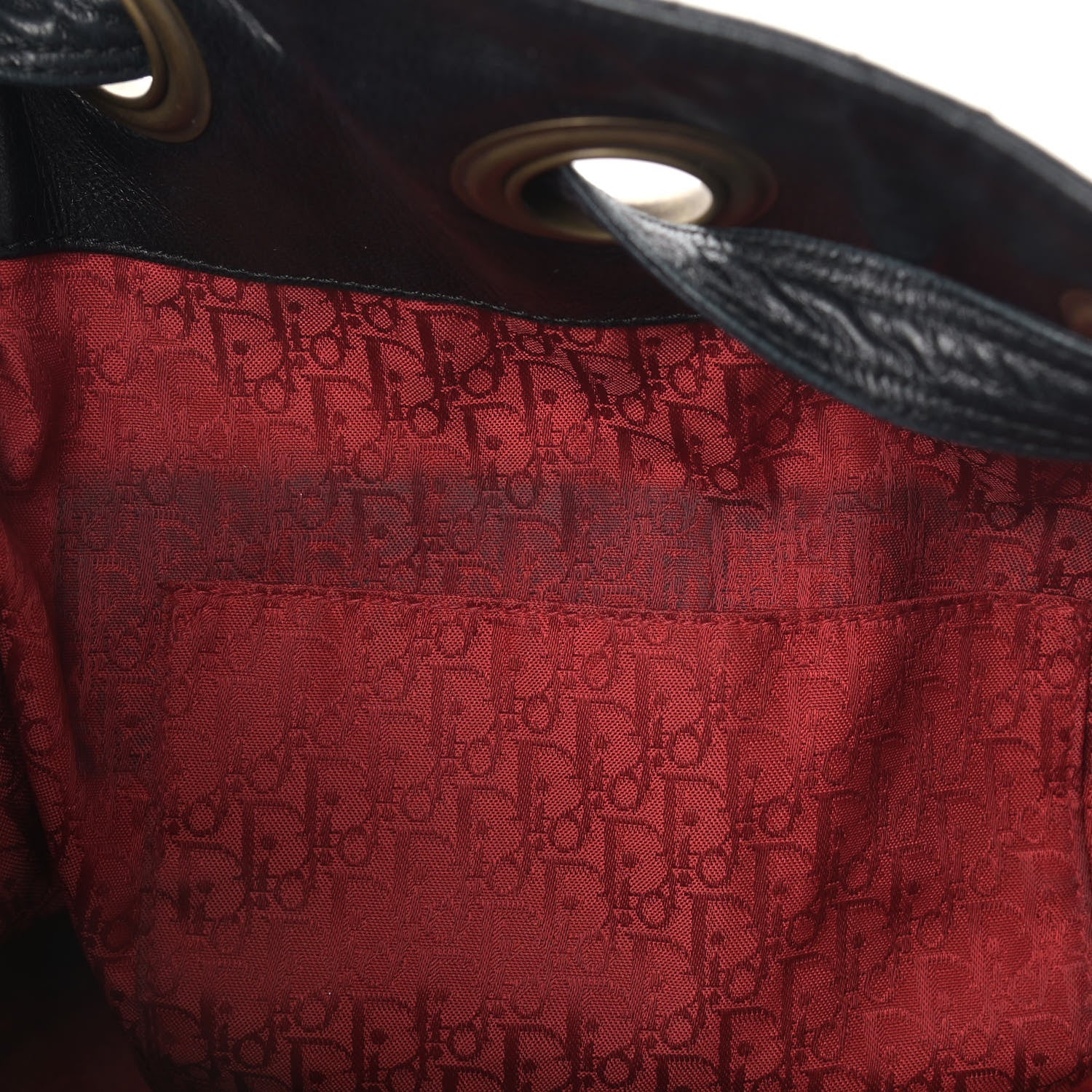 Christian Dior Lambskin Cannage Drawstring Bag Black 12 of 19