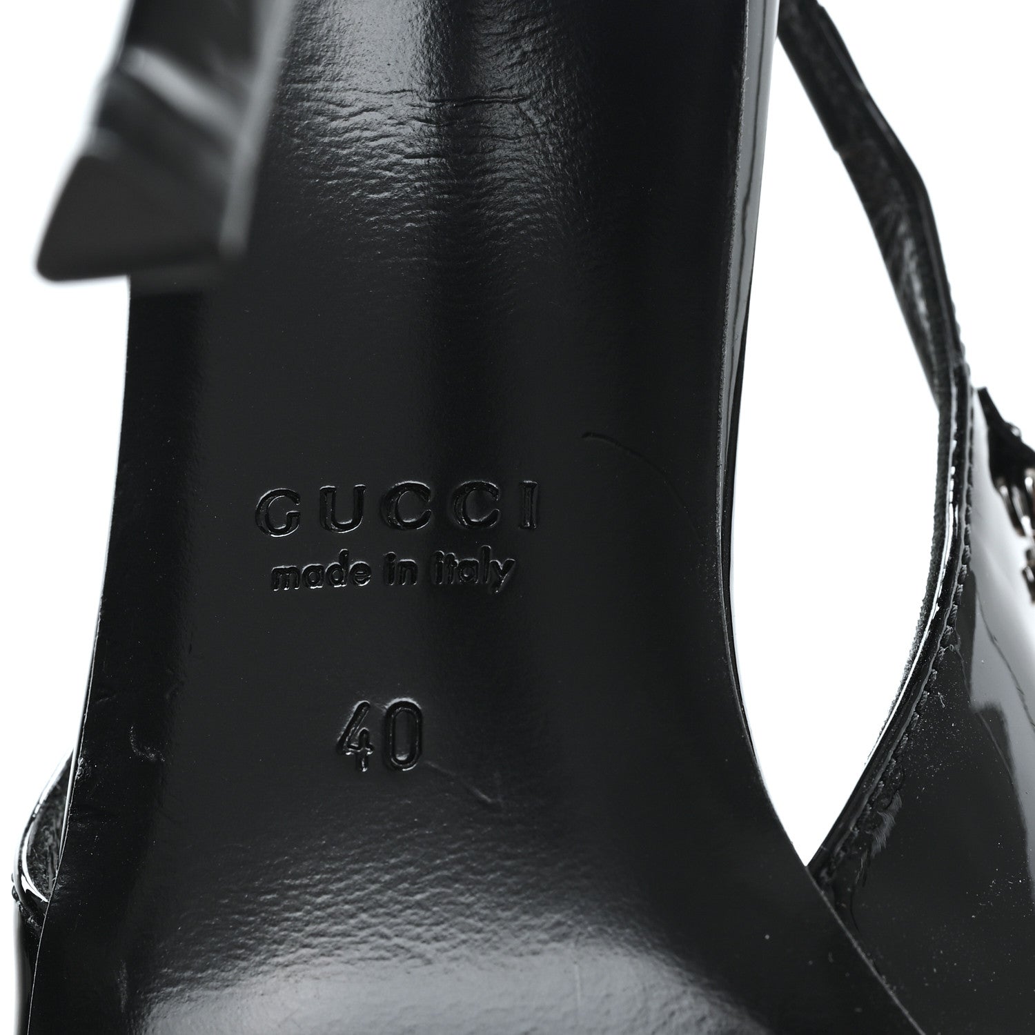 Gucci Vernice Crystal Nappa Charlotte Signoria Slingback Pumps 40 Black 7 of 9