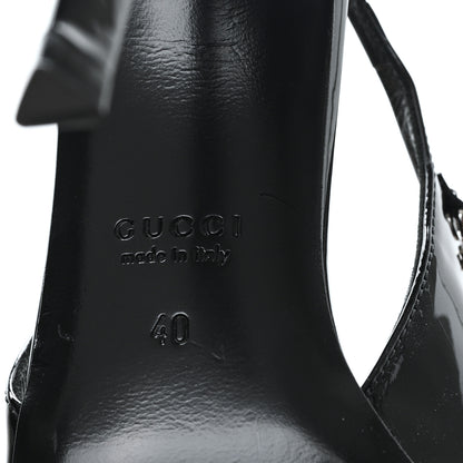 Gucci Vernice Crystal Nappa Charlotte Signoria Slingback Pumps 40 Black 7 of 9