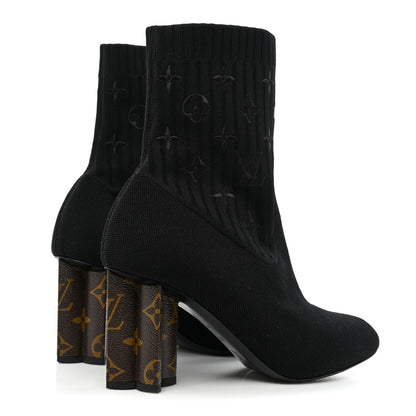 Louis Vuitton Monogram Stretch Fabric Silhouette Ankle Boots 38 Black 4 of 7