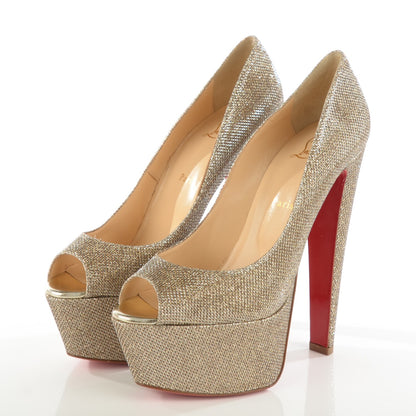 Christian Louboutin Glitter Fabric Altareva 160 Pumps 40 Gold 3 of 8