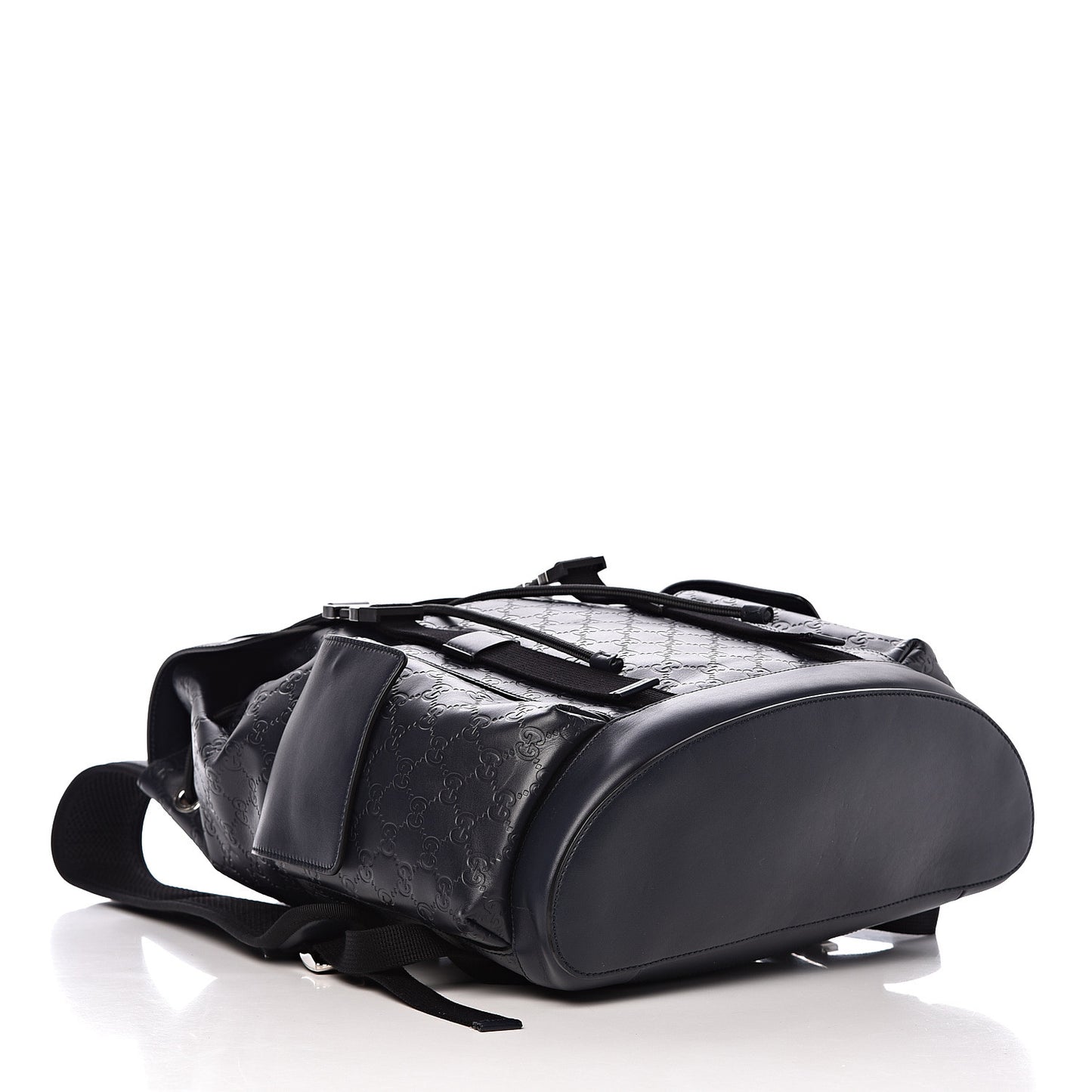Guccissima Signature Double Buckle Backpack Blue
