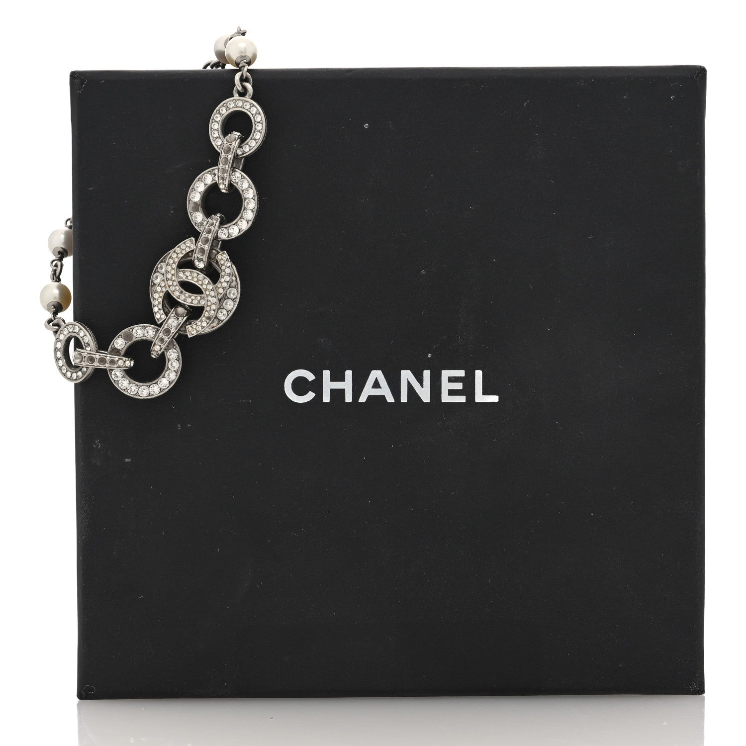 Chanel Crystal Pearl CC Bracelet Silver 6 of 6