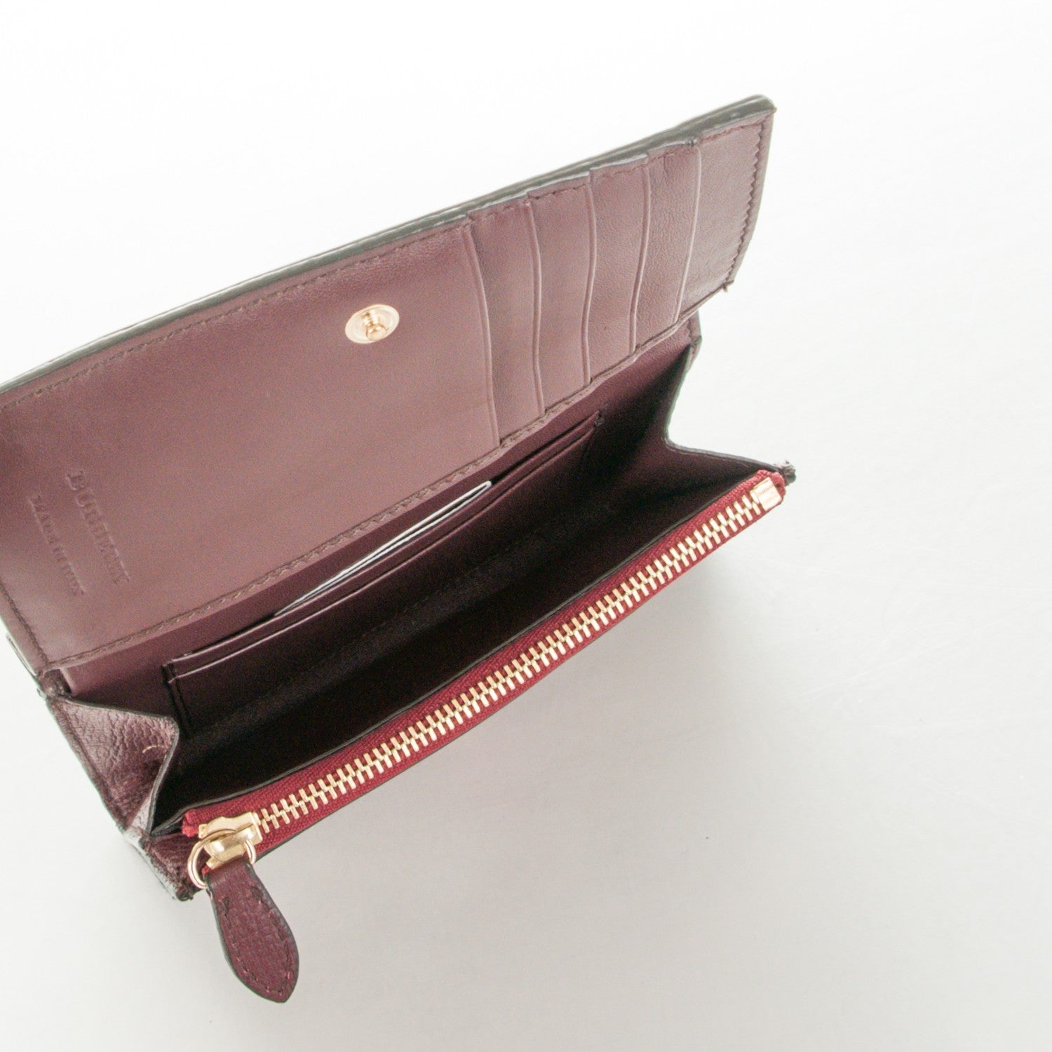 Burberry Grainy Calfskin House Check Wellington Wallet Mahogany Red 5 of 8