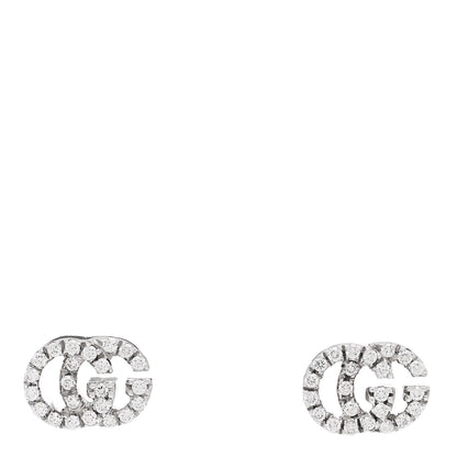 Gucci 18K White Gold Diamond Running G Earrings 1 of 6