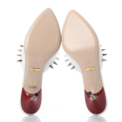 Gucci Patent GG Bow Sadie Spike Mid Heel Mules 38.5 White 5 of 9