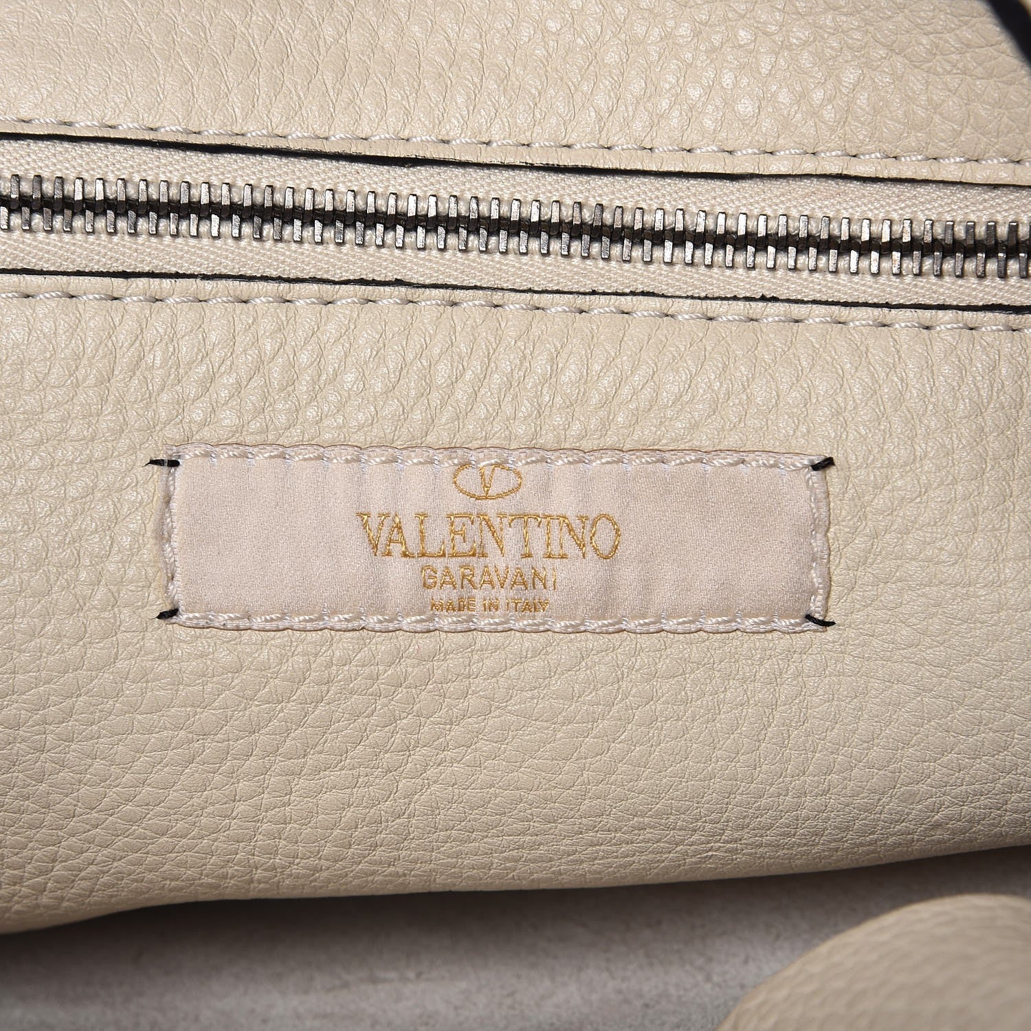 Valentino Garavani Pebbled Calfskin Tribal Small Guitar Strap Rockstud Rolling Flip-Lock Messenger Bag Ivory 6 of 16