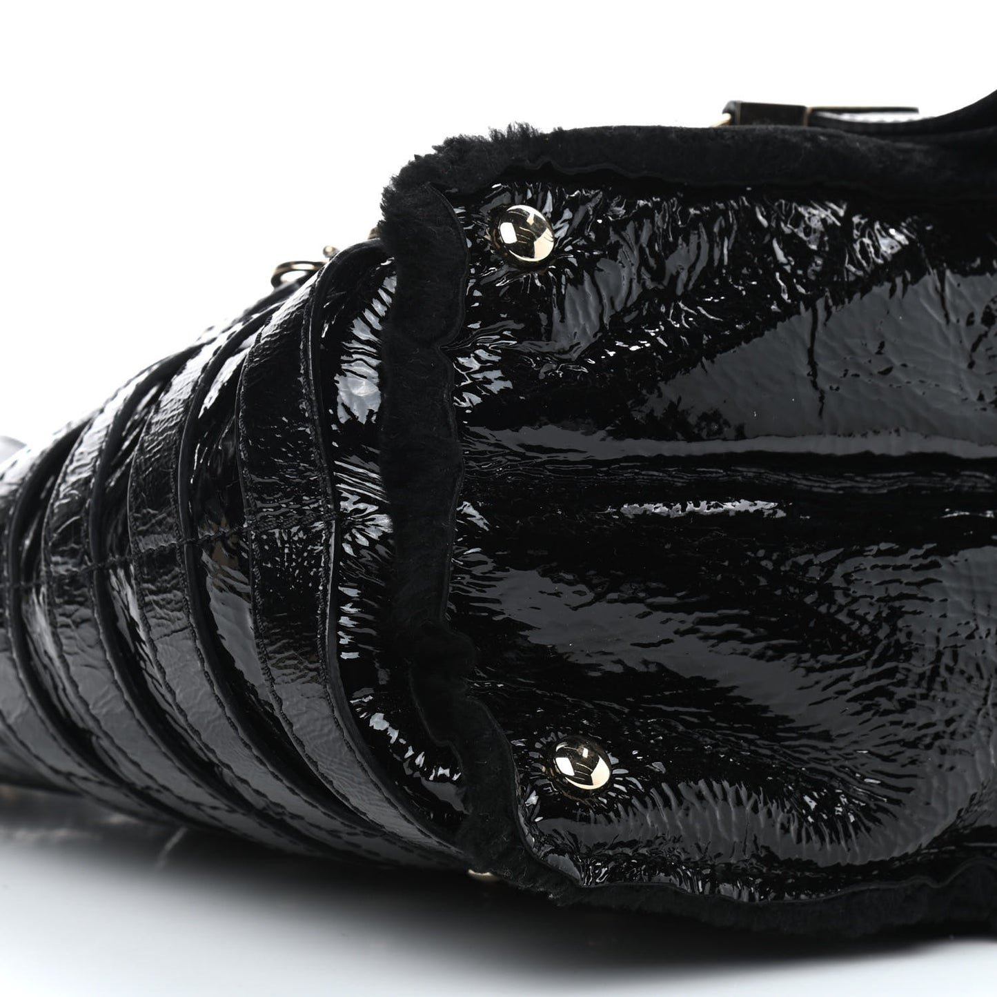 Patent Shearling Bree Tote Black
