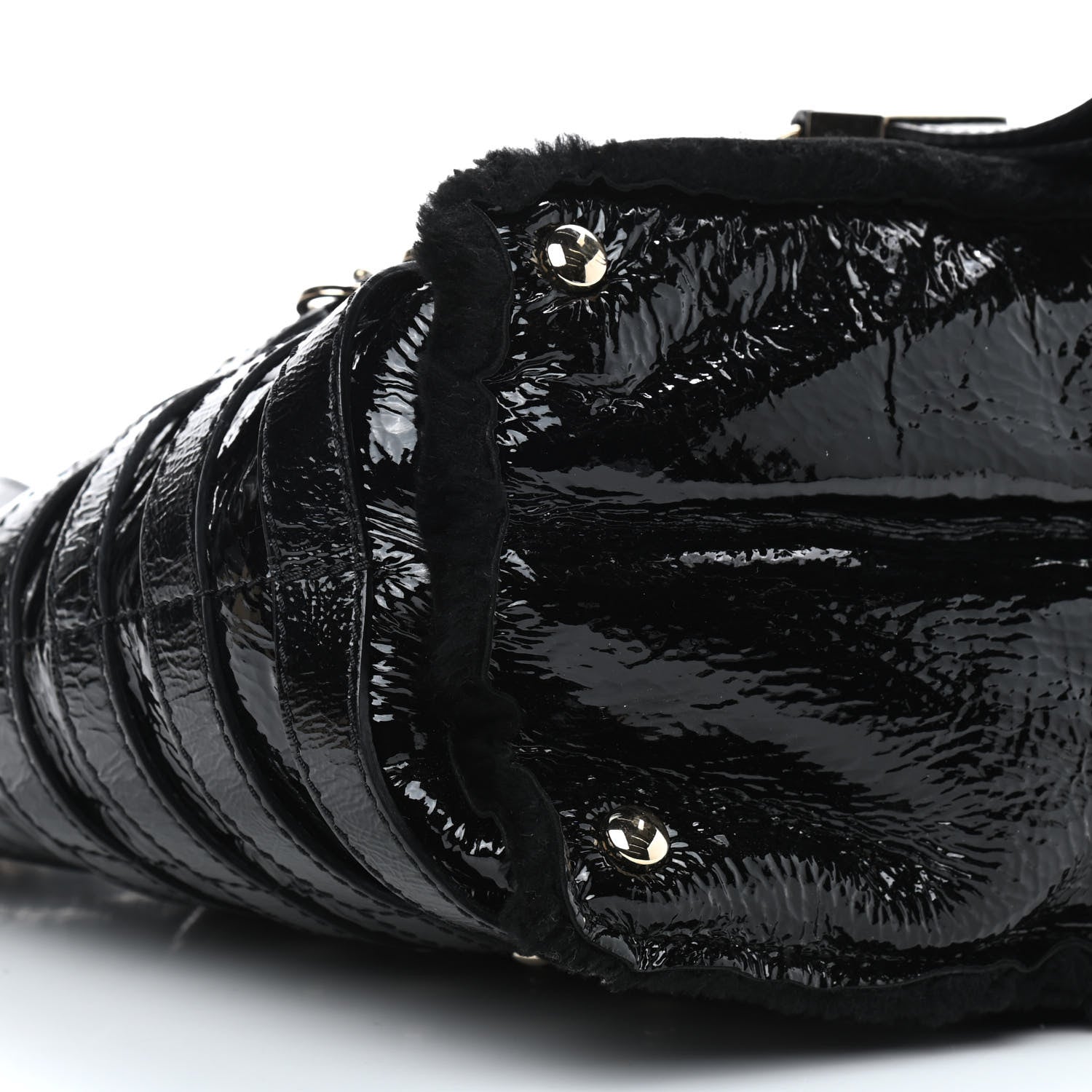 Jimmy Choo Patent Shearling Bree Tote Black 7 of 8