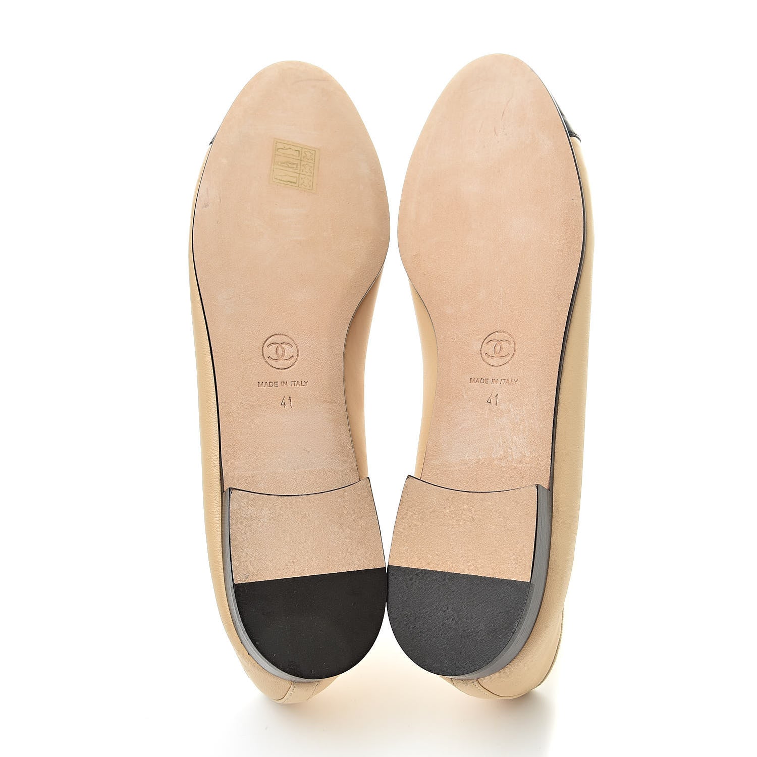 Chanel Lambskin Cap Toe Ballerina Flats 41 Beige Black 5 of 10
