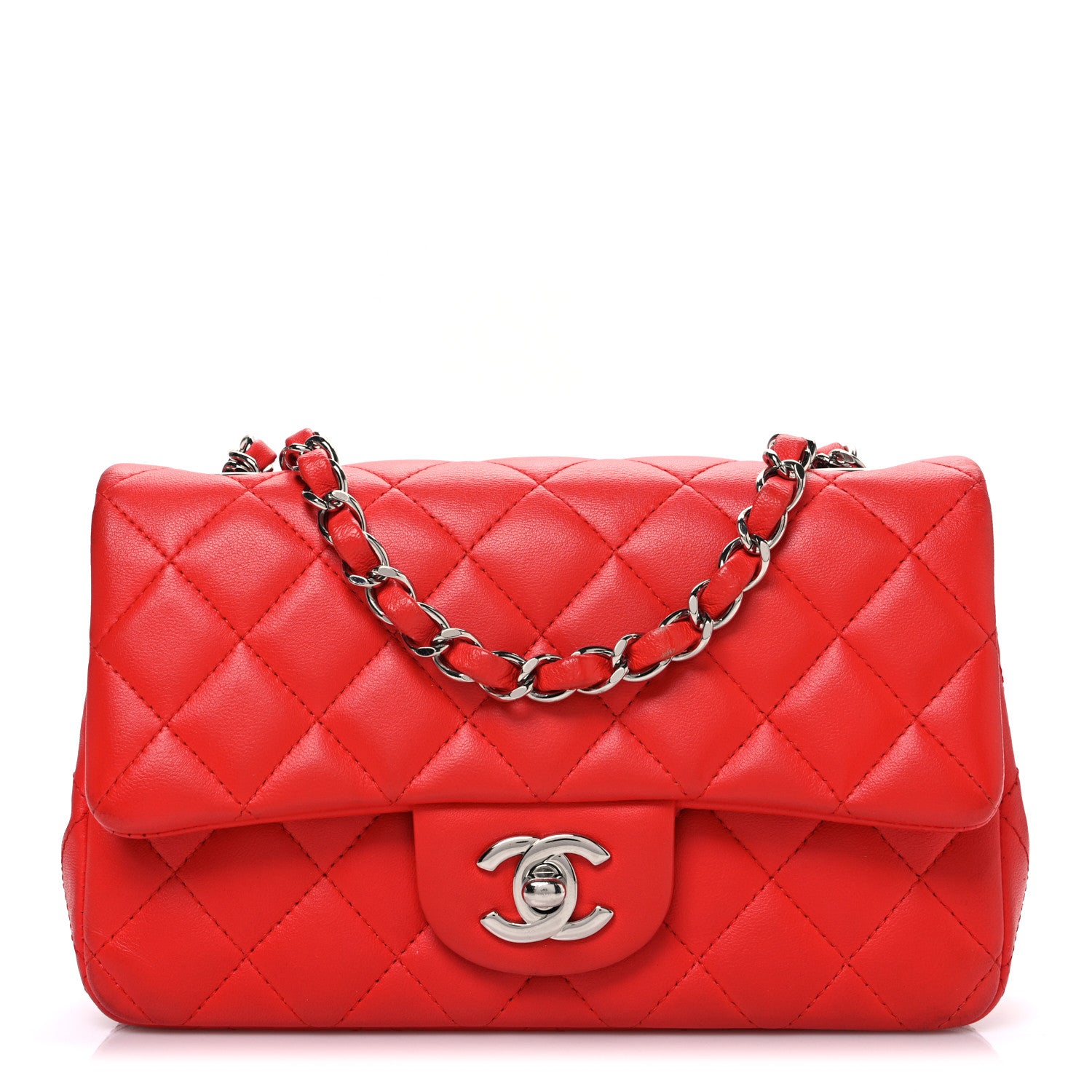 Chanel Lambskin Quilted Mini Rectangular Flap Red 1 of 11