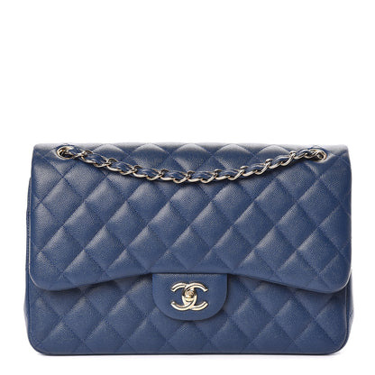 Chanel Caviar Quilted Jumbo Double Flap Navy 1 of 12