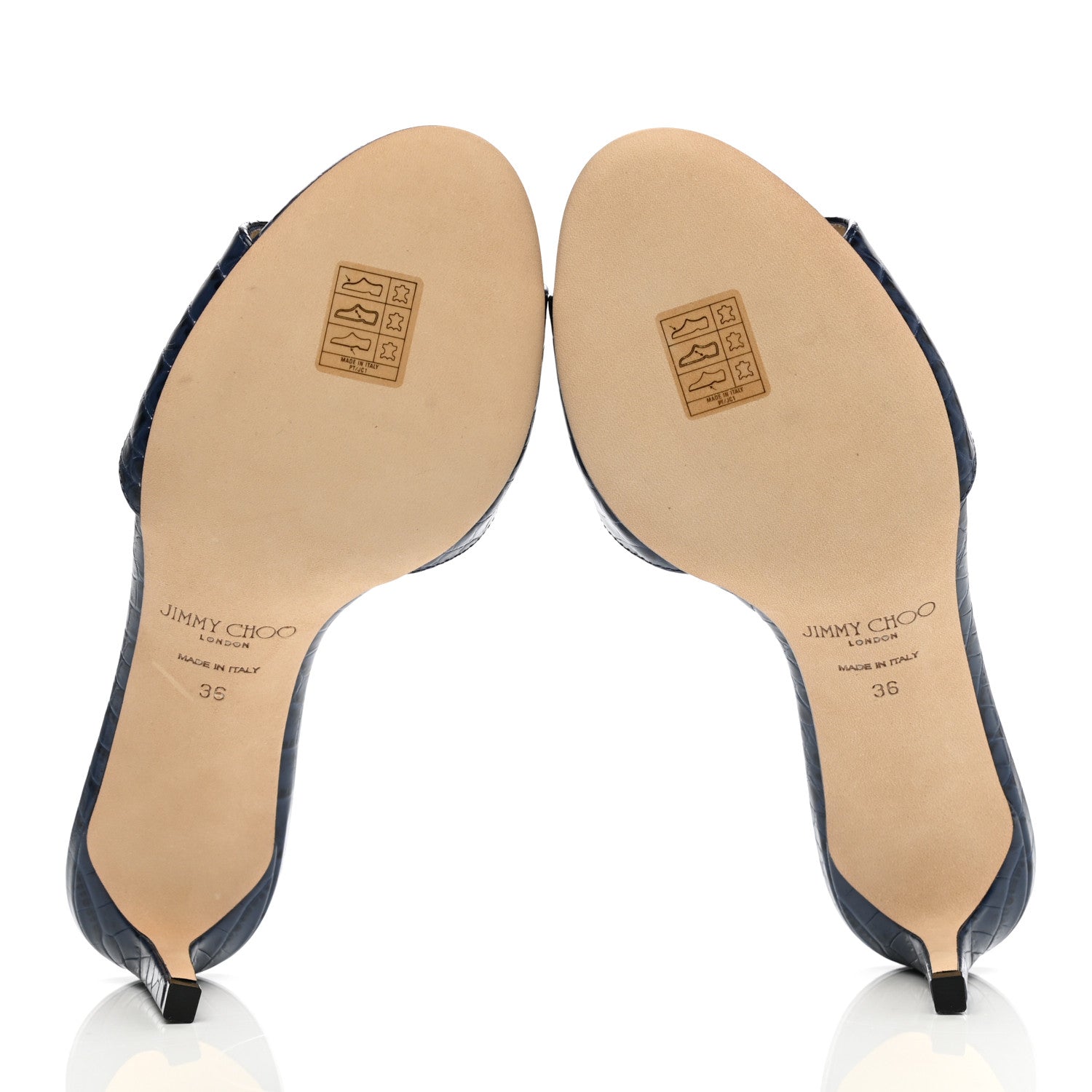 Jimmy Choo Calfskin Crocodile Embossed Stacey 65 Sandal Pumps 36 Denim 5 of 7