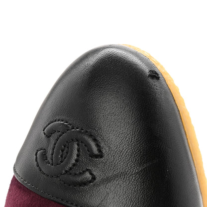 Chanel Suede Lambskin Cap Toe CC Ballerina Flats 41 Burgundy Black 10 of 11