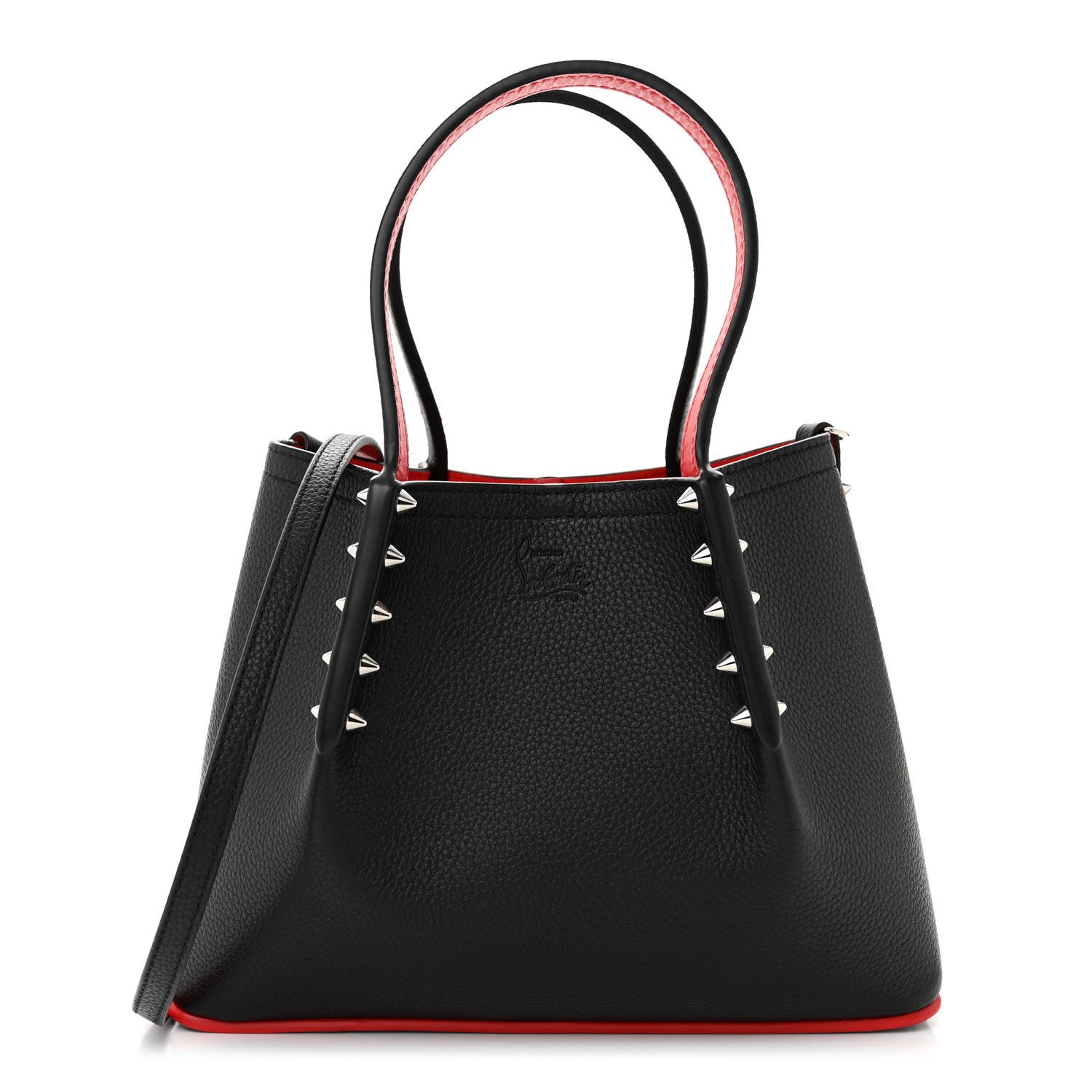 Christian Louboutin Calfskin Spiked Mini Cabarock Shopper Tote Black 1 of 8