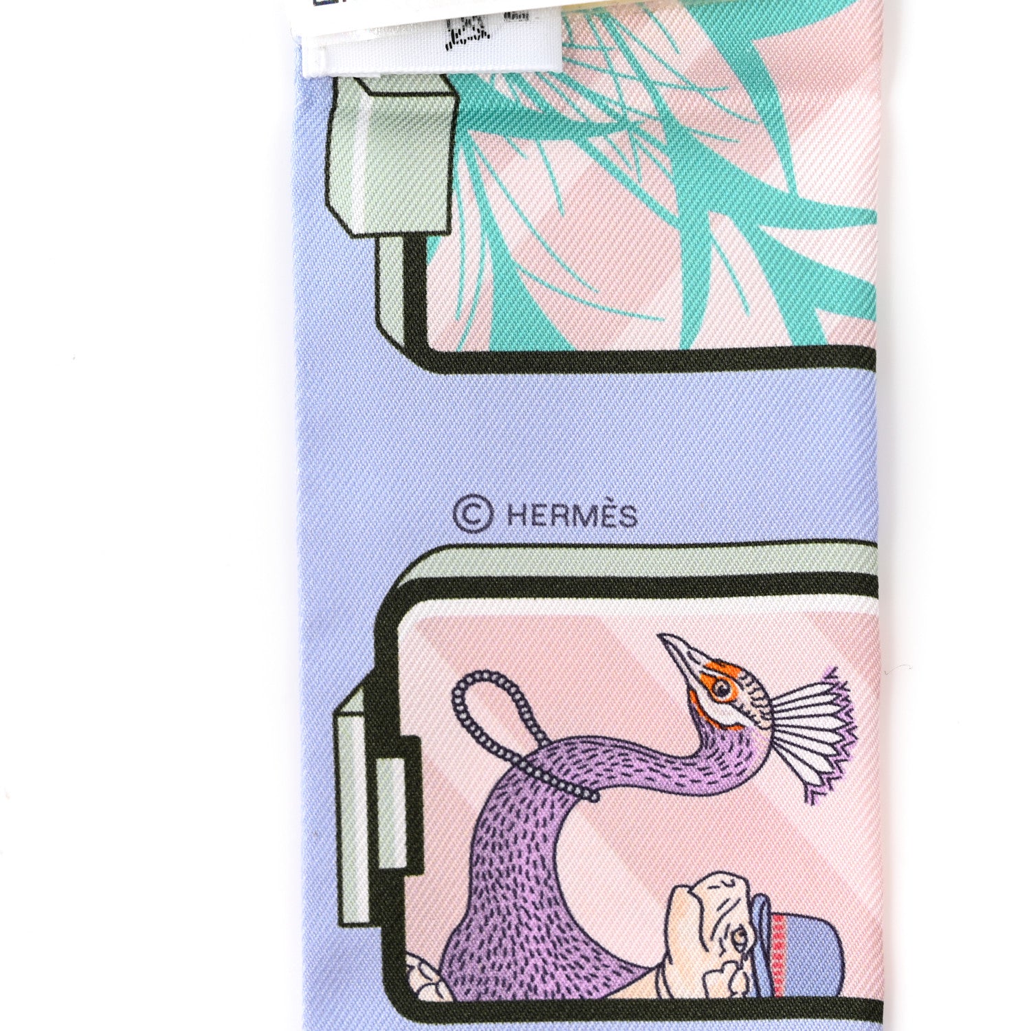 Hermes Silk Story Twilly Blue Pale Rose Vert 3 of 4