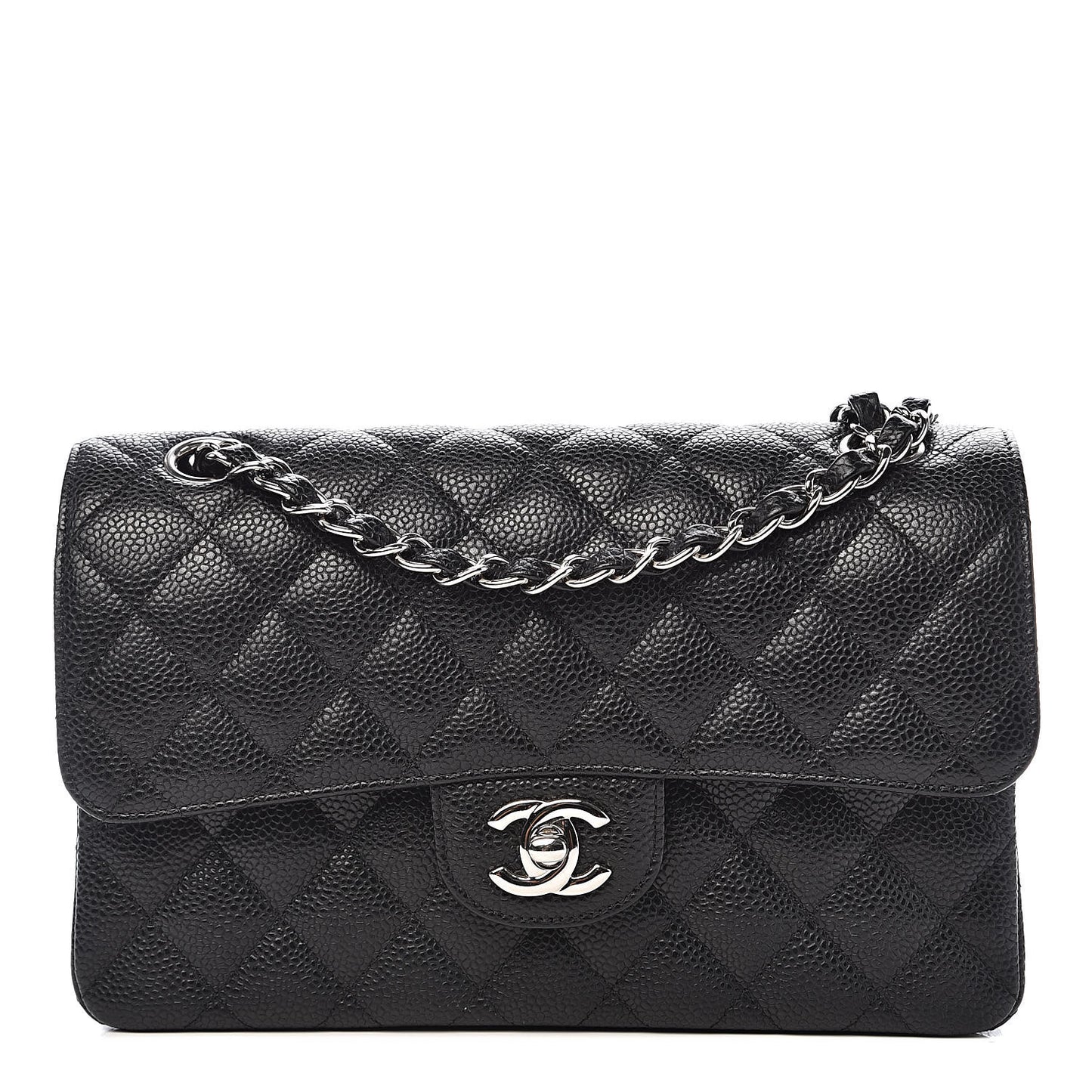 Caviar Quilted Small Double Flap Black