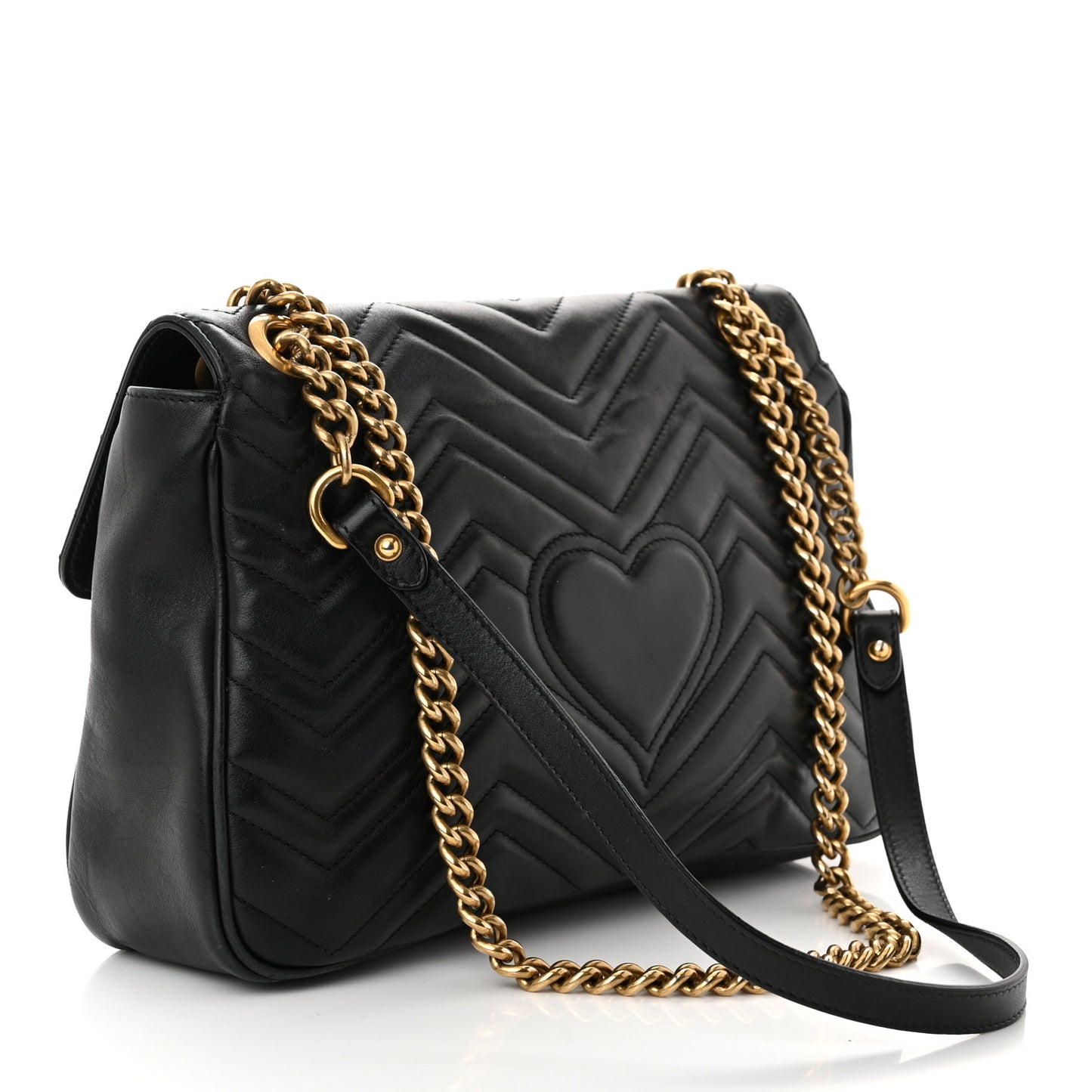 Calfskin Matelasse Medium GG Marmont Shoulder Bag Black