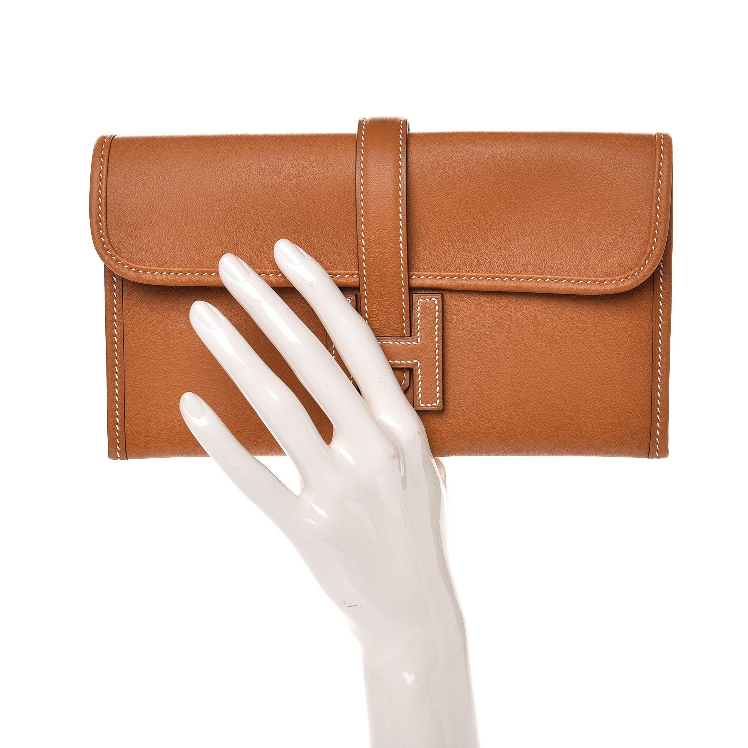 Hermes Swift Jige Duo Clutch Toffee 2 of 9