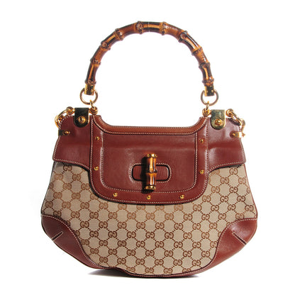 Gucci Monogram Peggy Bamboo Top Handle Bag 1 of 7