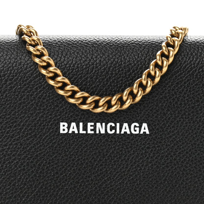 Balenciaga Grained Calfskin Logo Cash Phone Holder Wallet On Chain Black White 9 of 12