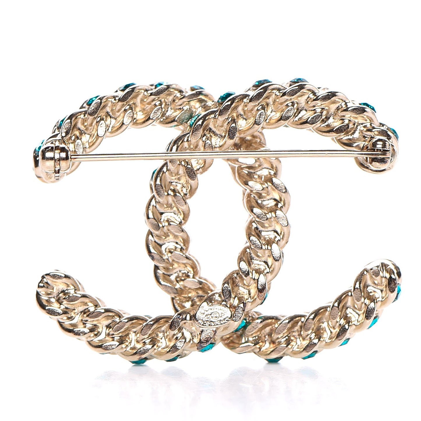 Iridescent Crystal CC Brooch Green