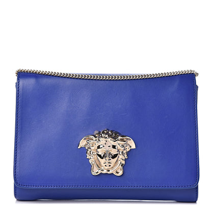 Versace Lambskin Palazzo Chain Evening Bag Blue 1 of 12