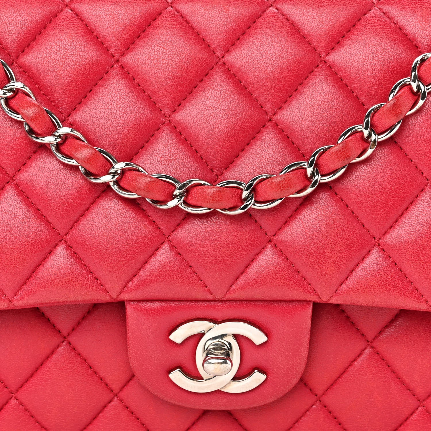 Chanel Lambskin Quilted Medium Double Flap Red 9 of 19