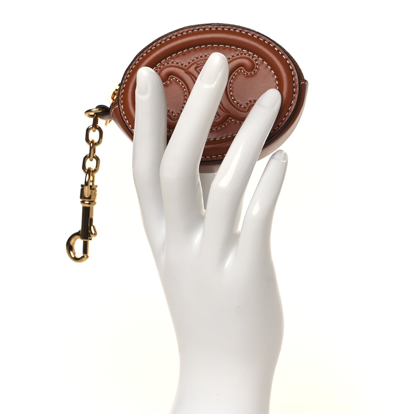 Smooth Lambskin Small Triomphe Oval Coin Purse Tan