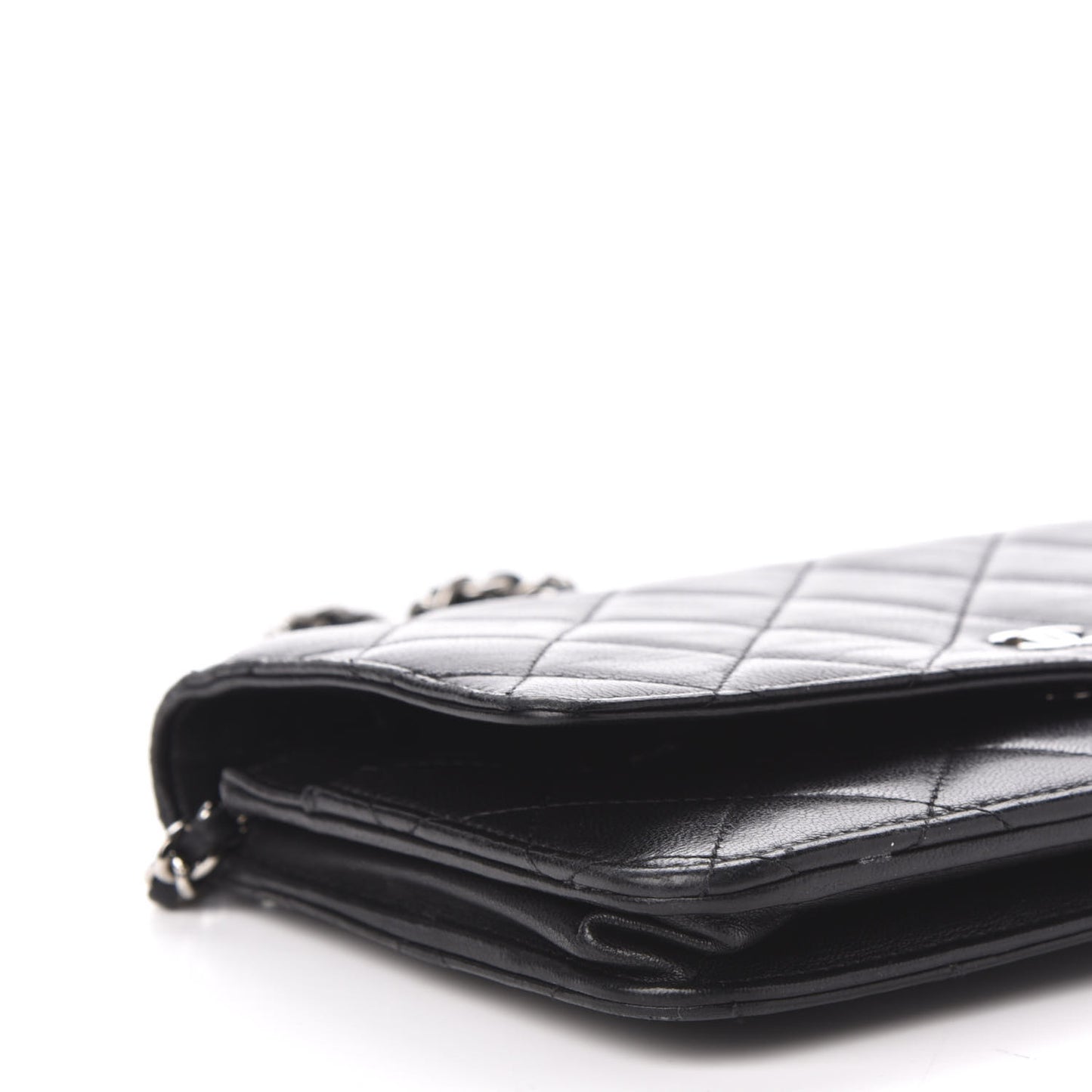Lambskin Quilted Wallet On Chain WOC Black