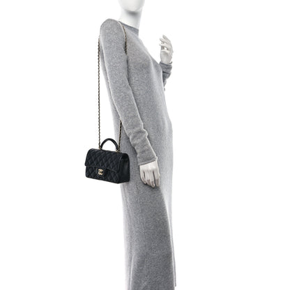 Chanel Lambskin Quilted Mini Top Handle Rectangular Flap Black 2 of 13