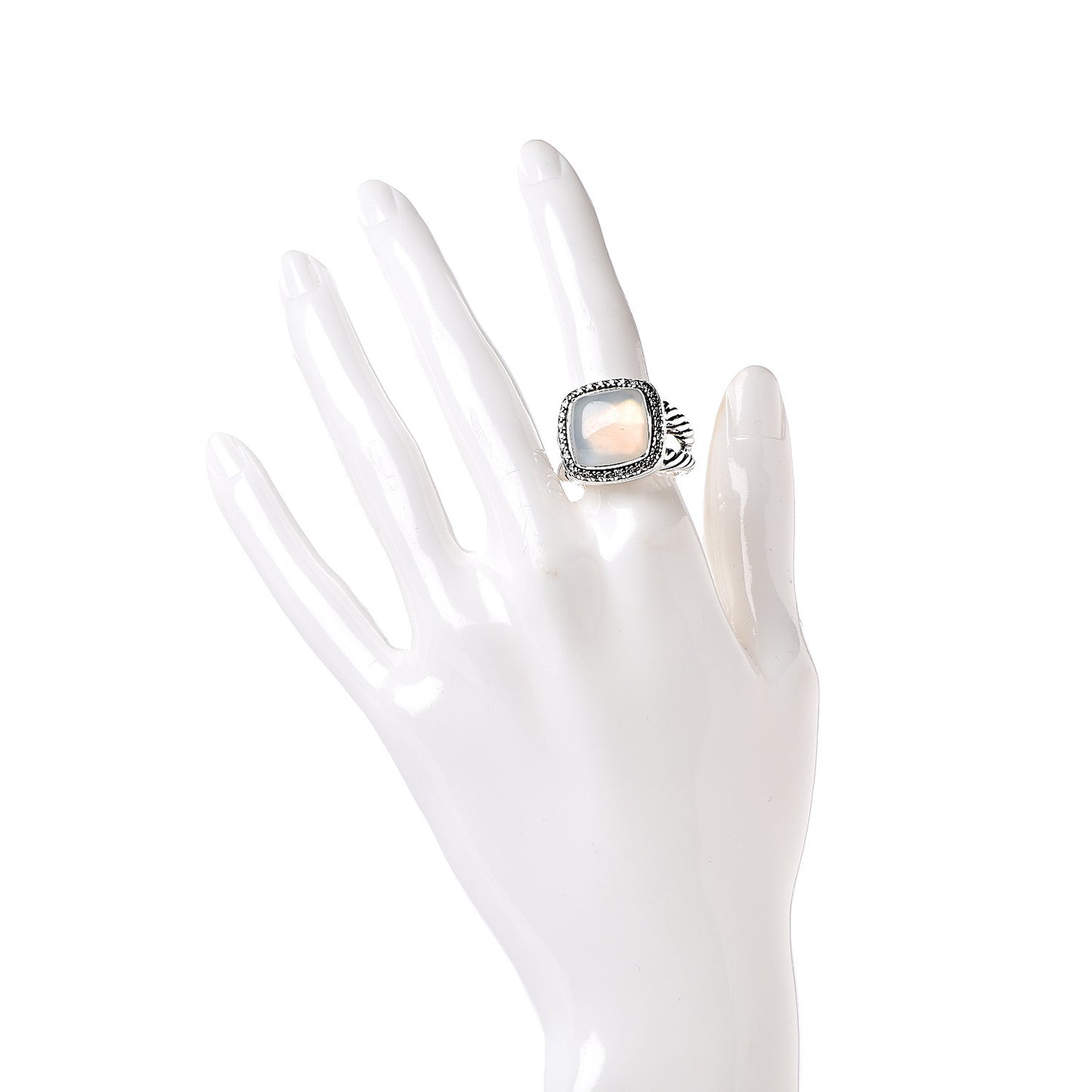 Sterling Silver Diamond Moon Quartz 14mm Albion Ring 54 6.75