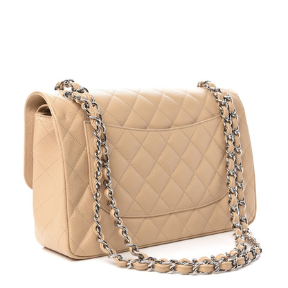 Chanel Caviar Quilted Jumbo Double Flap Beige 3 of 11