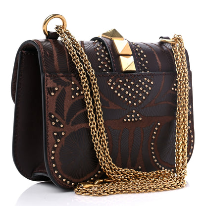 Valentino Garavani Calfskin Embossed Studded Small Glam Lock Rockstud Flap Cacao 2 of 9