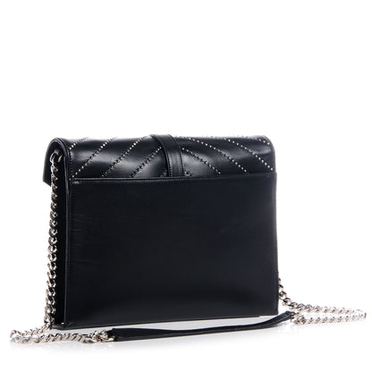 Saint Laurent Calfskin Monogramme Chevron Studded Shoulder Bag Black 3 of 8