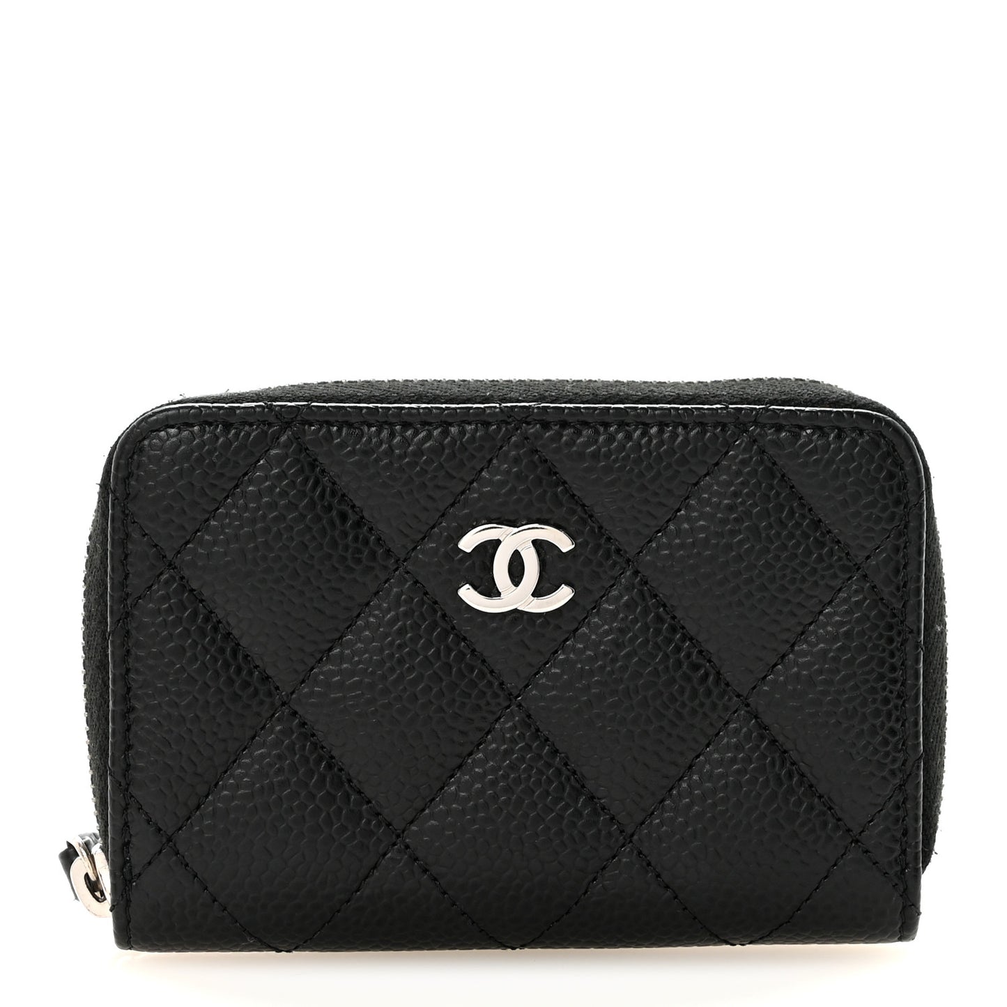 Caviar Quilted Zip Coin Purse Black