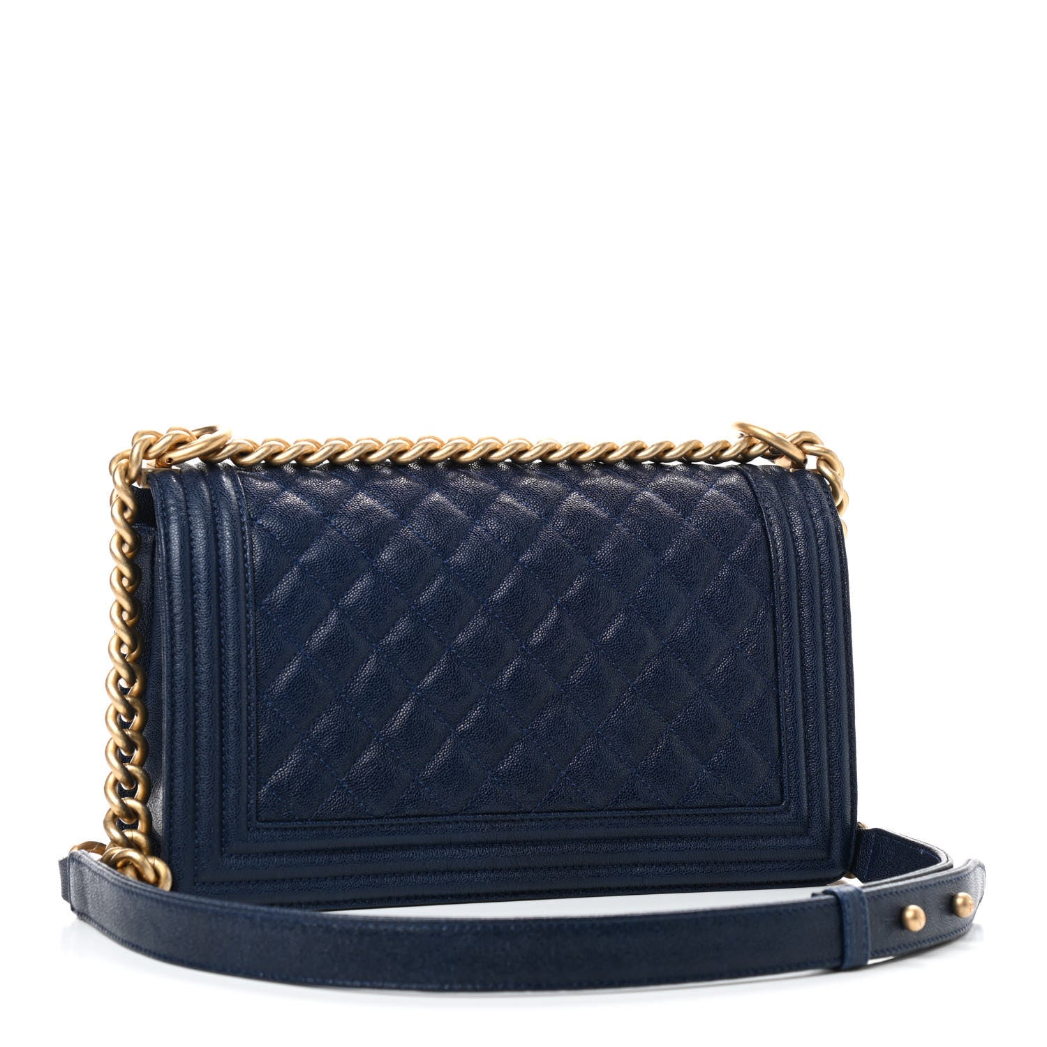 Chanel Caviar Quilted Medium Boy Flap Navy 2 of 8