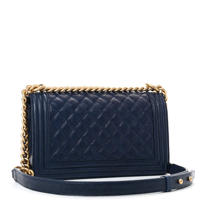 Chanel Caviar Quilted Medium Boy Flap Navy 2 of 8
